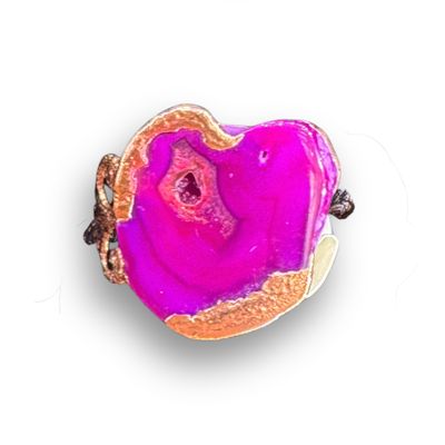 Adjustable Copper Ring Dyed Pink Agate
