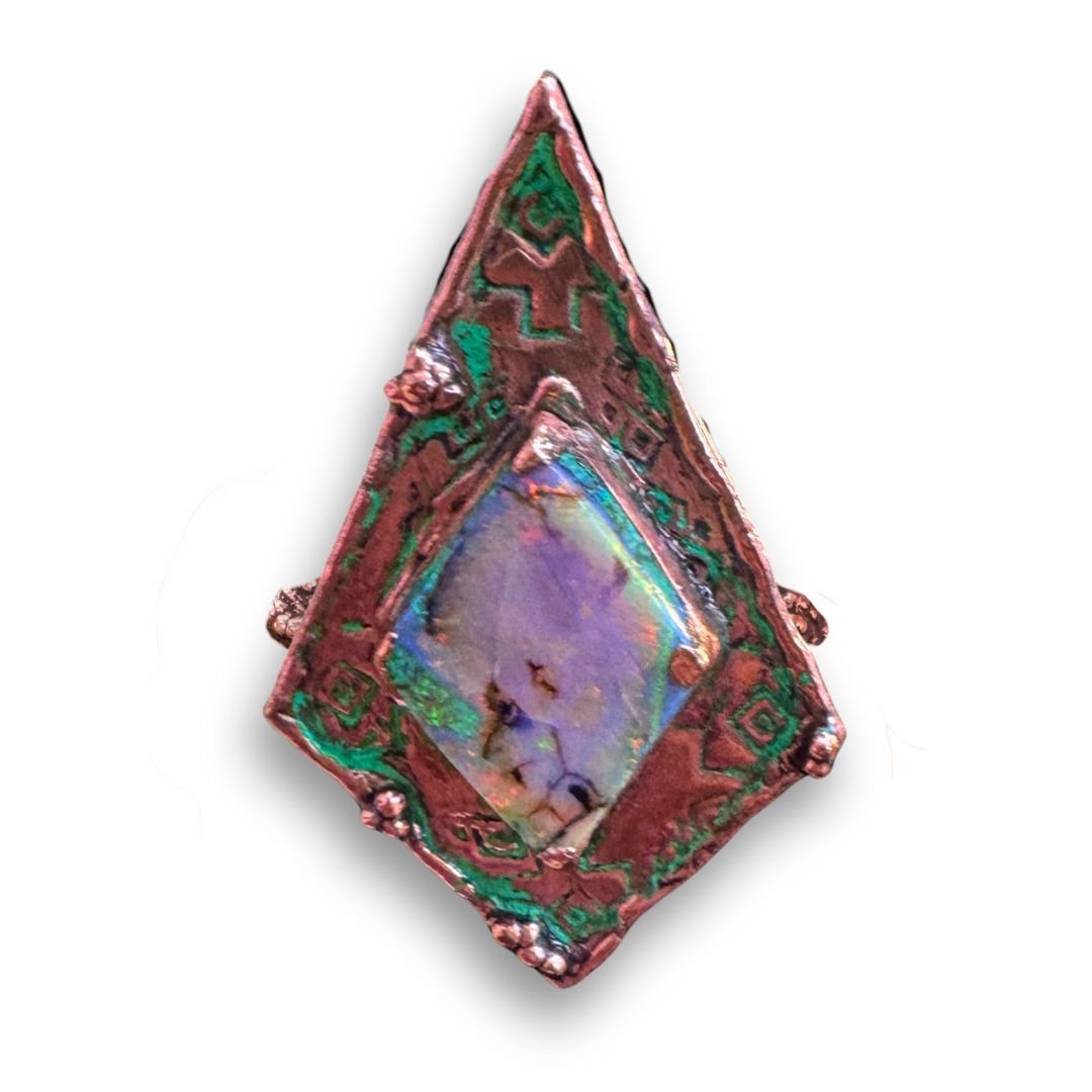 Electroformed Copper Ring Monet Opal (8)