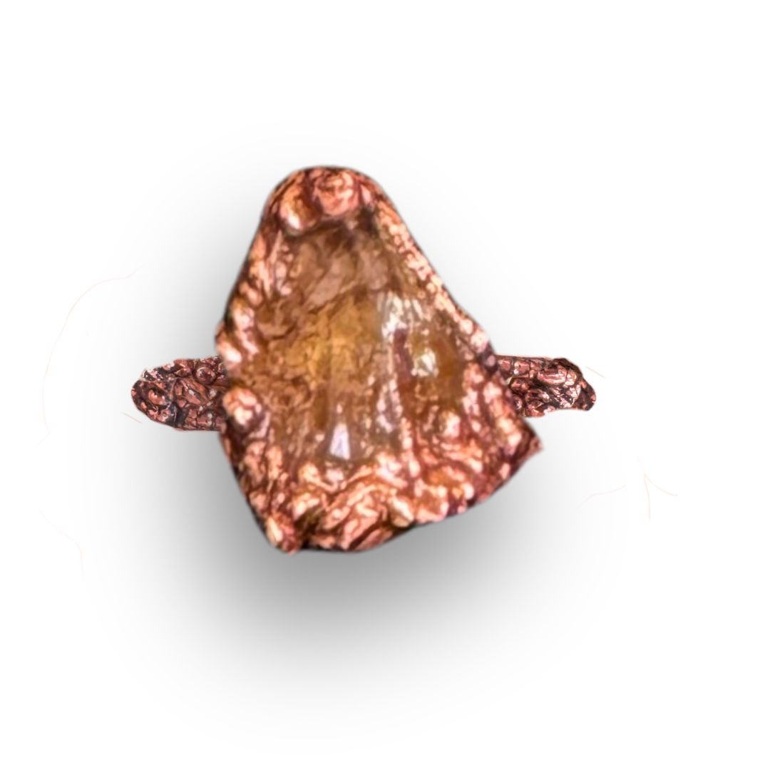 Electroformed Copper Ring Dyed Yellow Quartz (9.5)