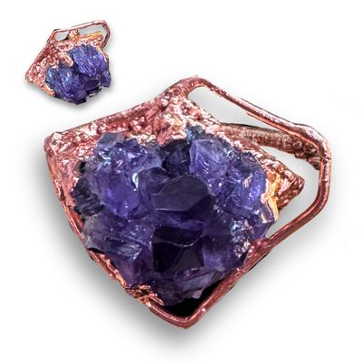 Electroformed Copper Ring Amethyst Cluster (9)"
