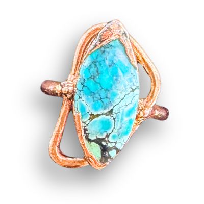 Electroformed Copper Ring Turquoise (8.75)"
