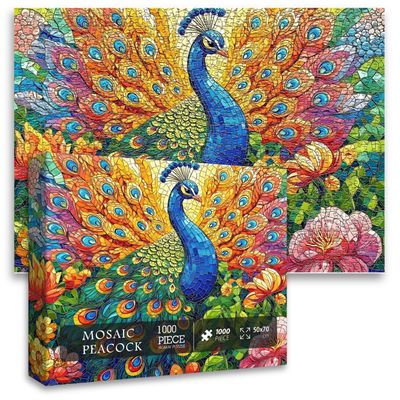 Stained Glass Peacock Puzzle 1000 pcs