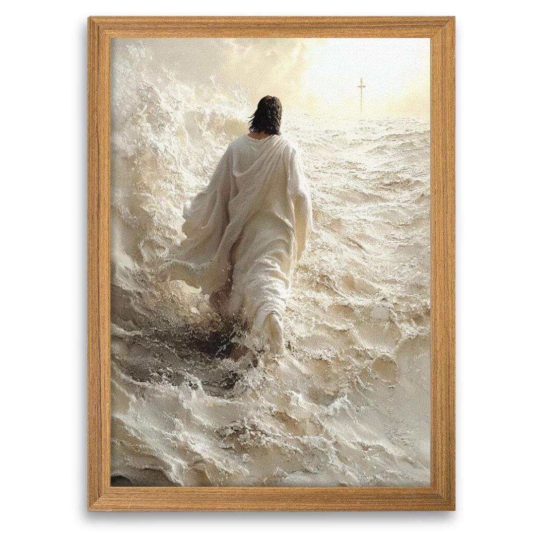 Jesus Walks on Water Framed Wall Art (12"x16")
