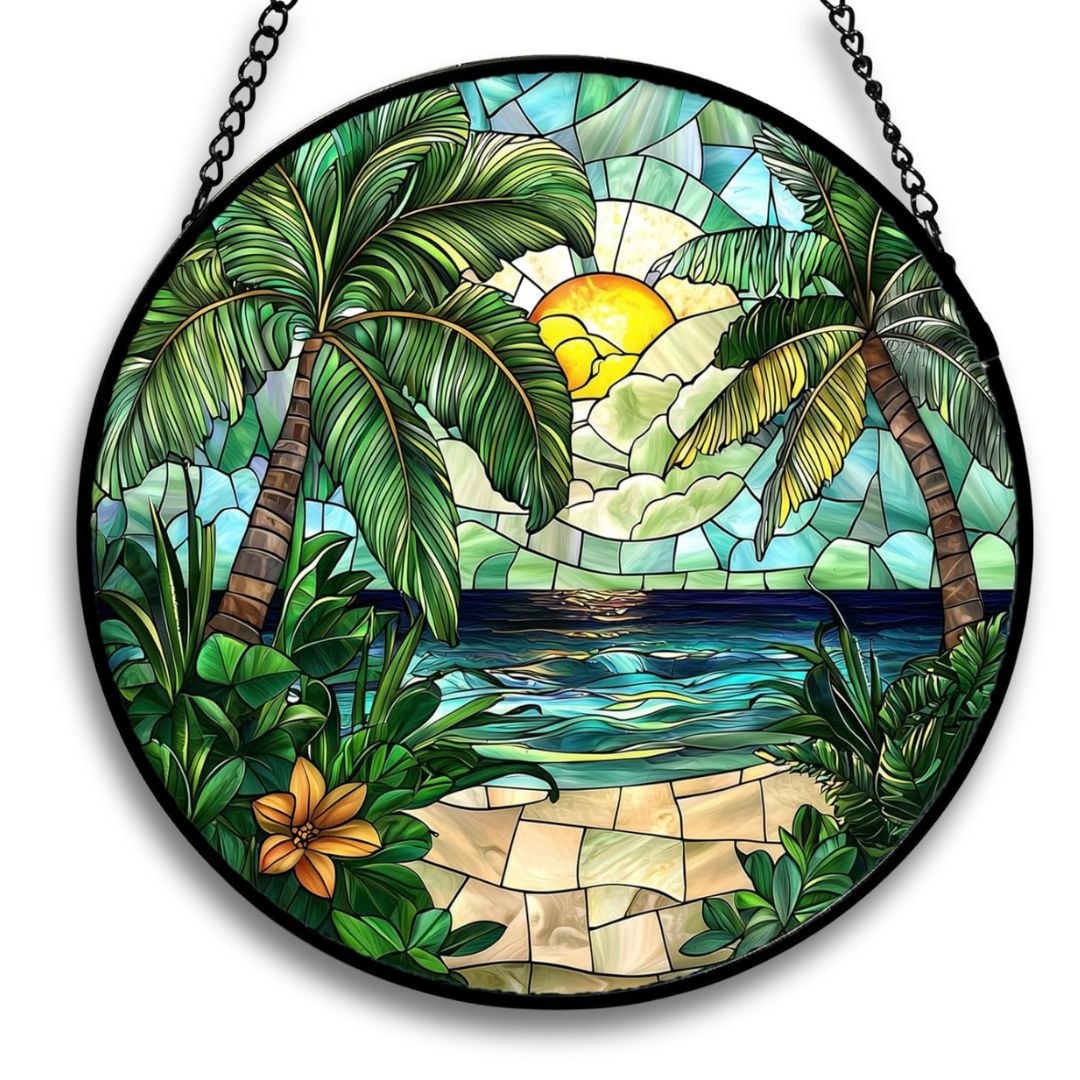 Green Beach Scenery Suncatcher