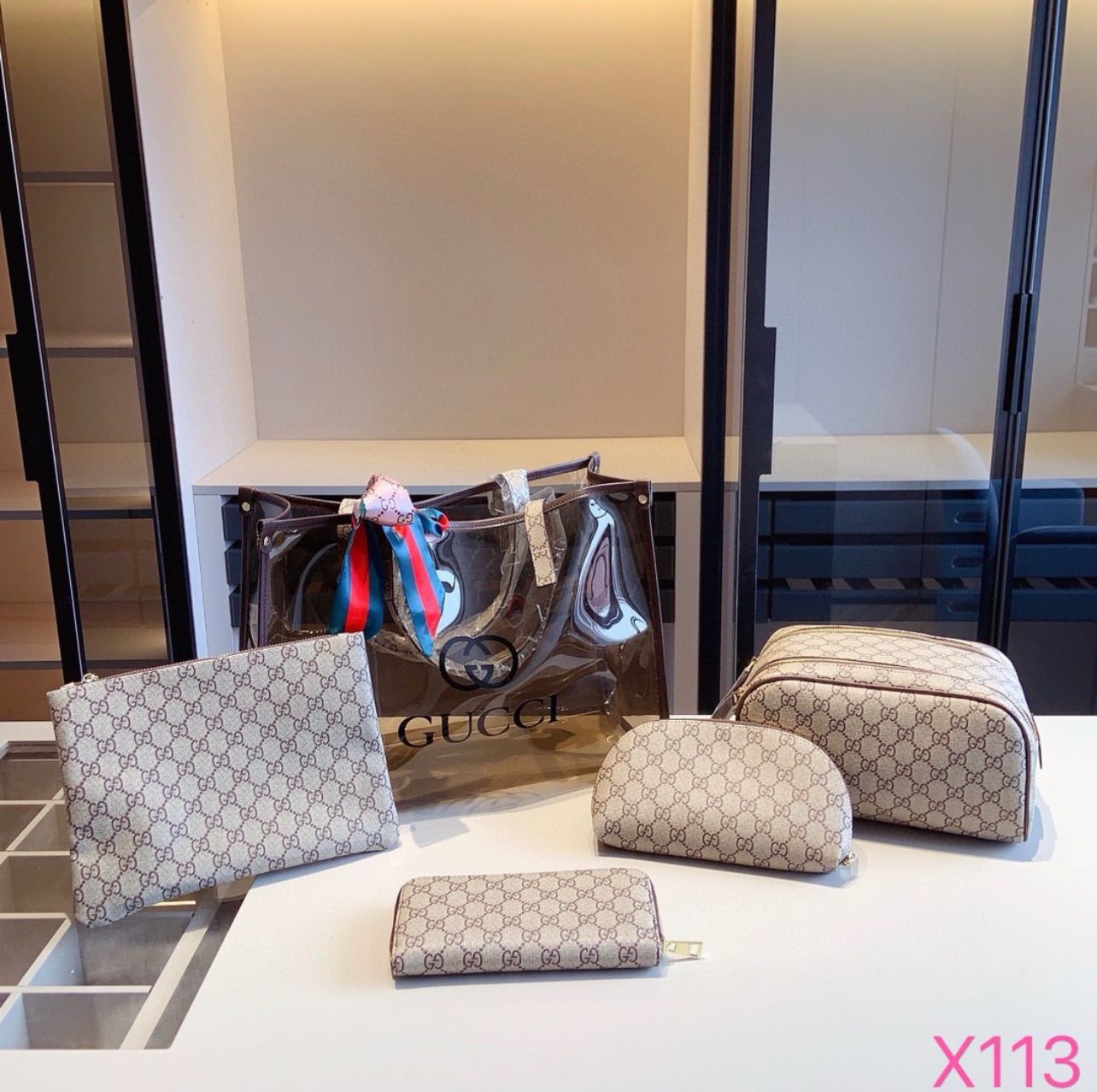 Clear G brown bag set