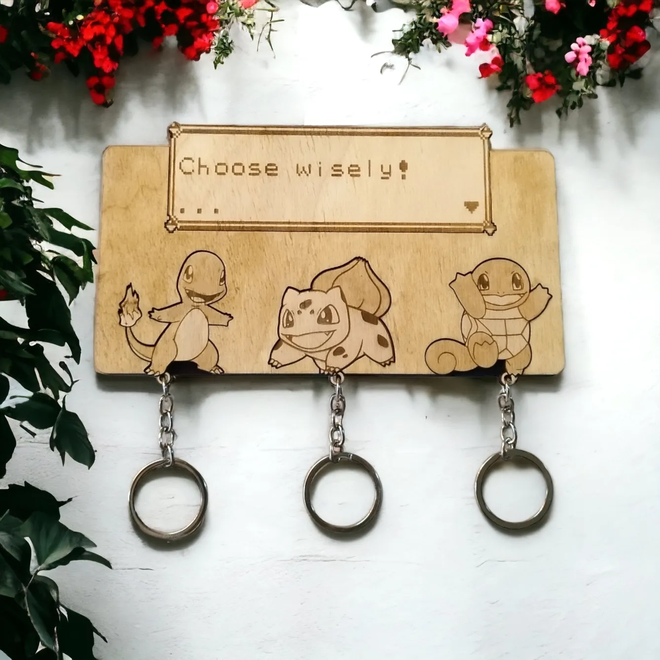 Drewniany wieszak na klucze Pokémon - zawieszki