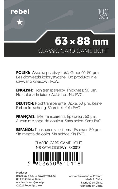 Koszulki na karty (63,5x88 mm) "Classic Card Game"