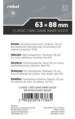 Koszulki na karty Rebel Corvus Inner Sleeve Light 63 × 88 mm – 100 szt.