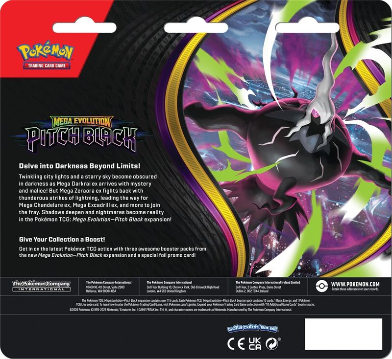 Pokémon TCG: Mega Evolution – Pitch Black – 3-Pack Blister