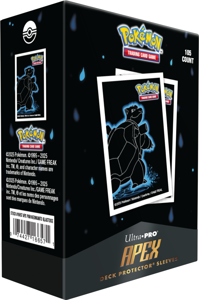 Pokémon - APEX Deck Protector Sleeves - Neon Kanto Blastoise (105 szt.)