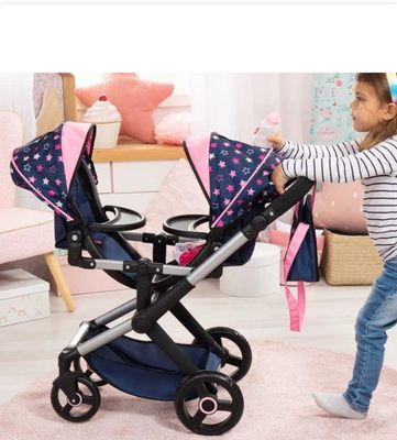 bayer design dolls Pram twin - blue and pink