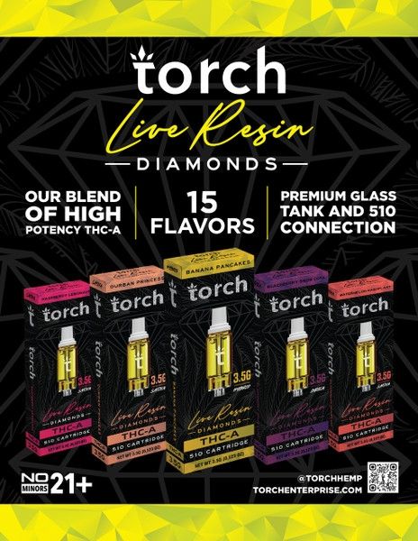 TORCH LIVE RESIN DIAMONDS THC-A 3.5G 510 CARTRIDGE