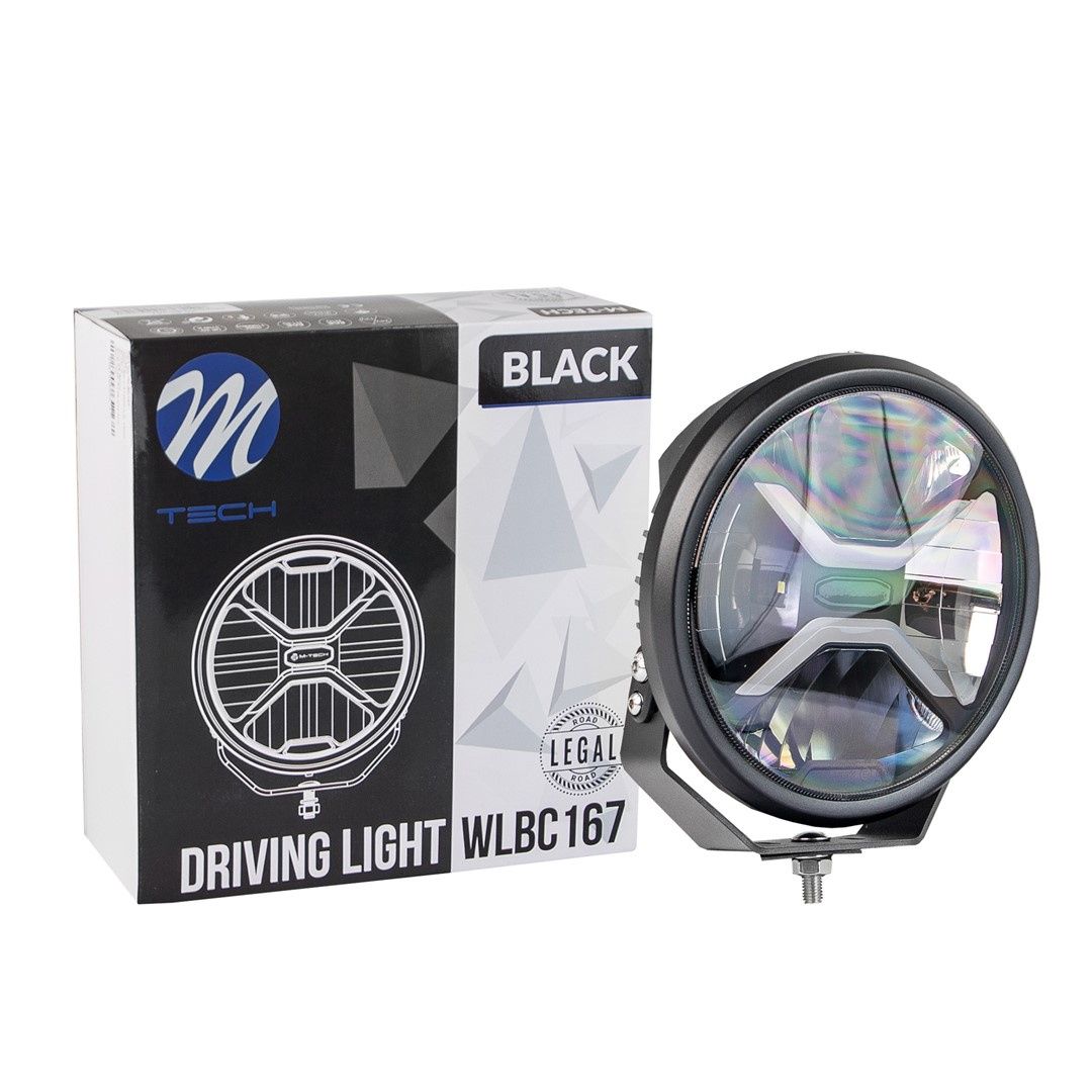 Driving light M-TECH BLACK SERIES 2x40W + 2x20W LED 12-48V 80W 9&quot;, round, dynamic position light - side bracket