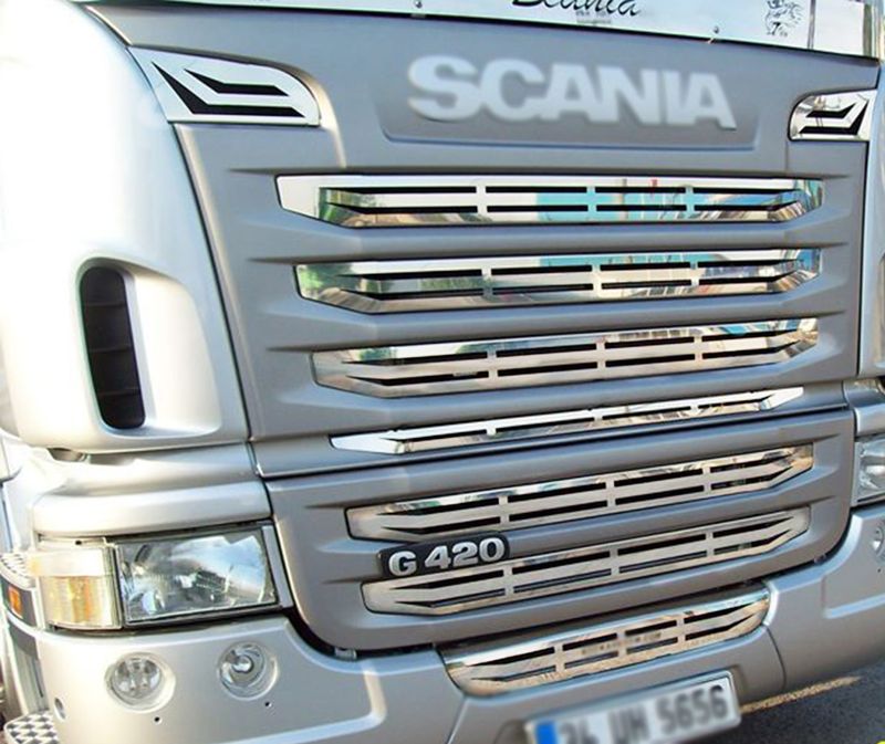 Scania G420 grill z blachy INOX super lustro