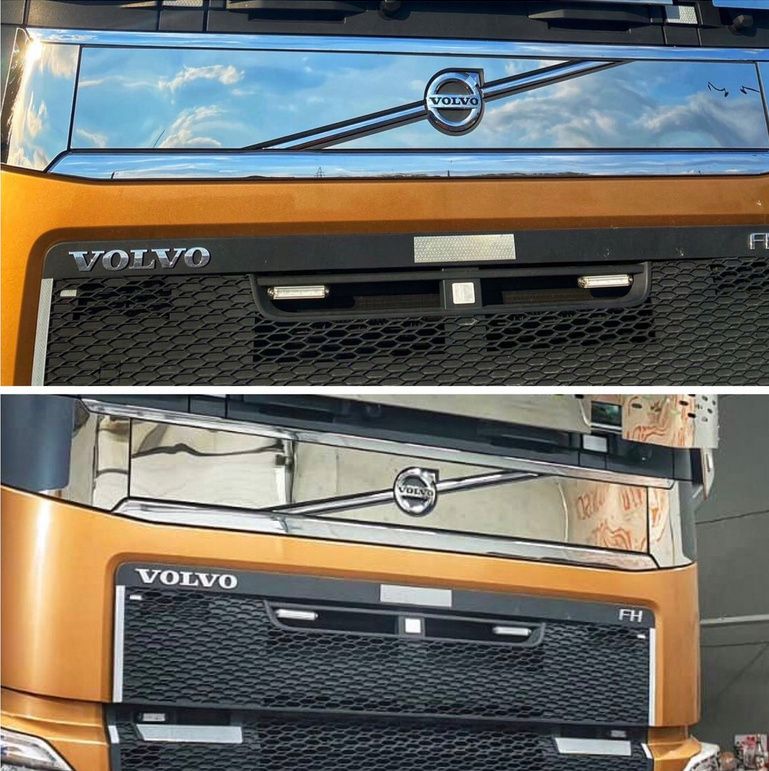 Volvo FH4 nakładki nad grill z blachy INOX