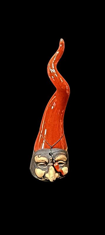 Corno in terracotta rossa smaltato 25 cm