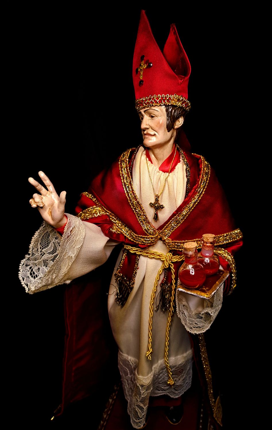San Gennaro statuetta con occhi in vetro misura 38 cm