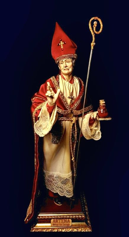 San Gennaro statuetta con occhi in vetro misura 38 cm