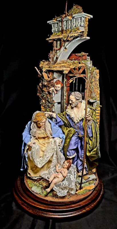 Natività stile &#39;700 napoletano in campana 33 x 62