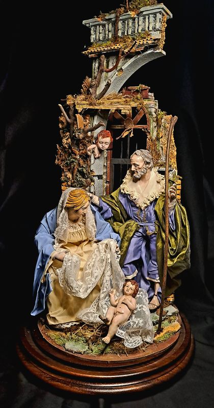 Natività stile &#39;700 napoletano in campana 33 x 62
