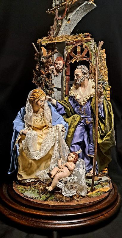 Natività stile &#39;700 napoletano in campana 33 x 62