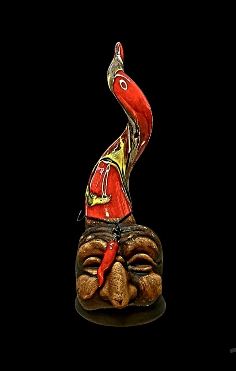 Corno in terracotta rossa smaltato 20 cm