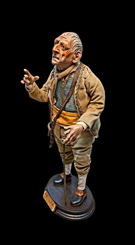 Pastore rustico popolano &#39;700 statuetta 32 cm