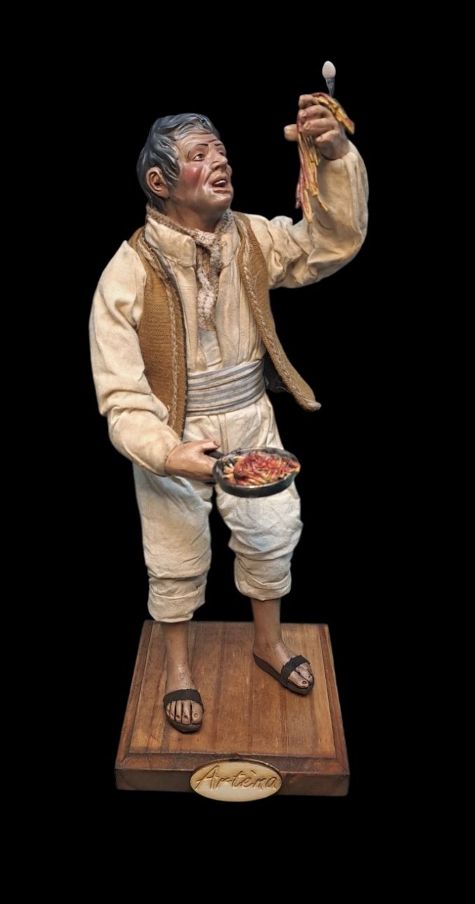 Pastore rustico popolano &#39;700 statuetta 25 cm