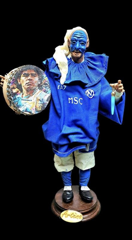 Pulcinella calcio Napoli. Statuetta mis. 30 cm