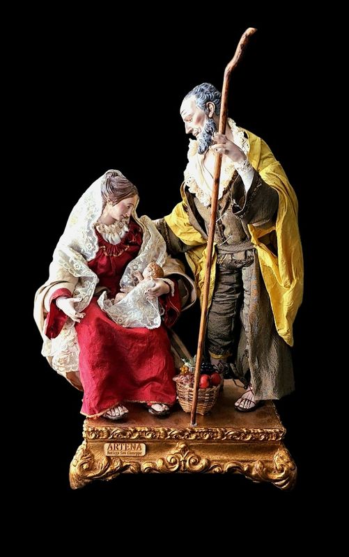 Natività stile &#39;700 napoletano 38 cm su base barocca