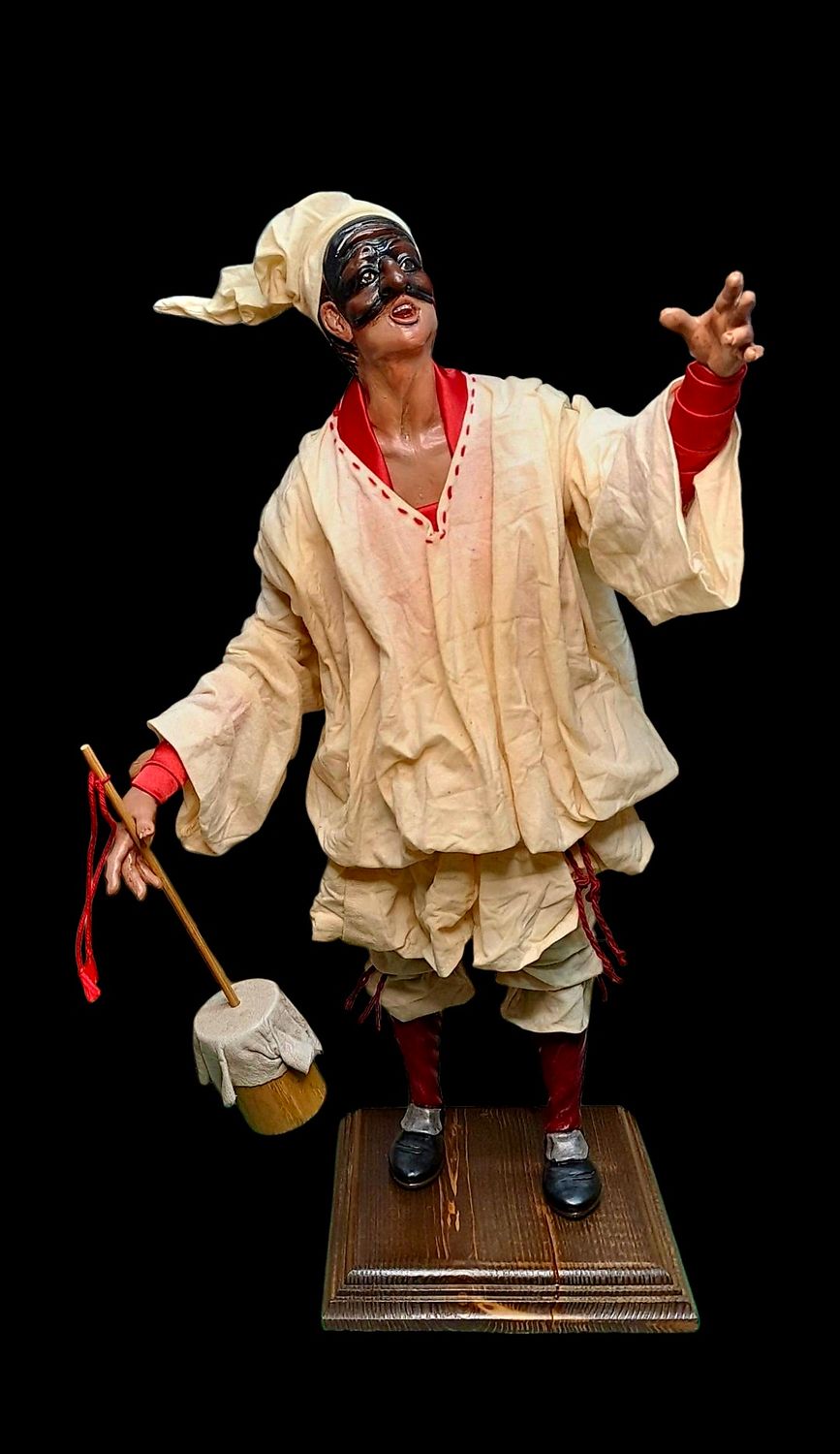 Pulcinella terracotta statuette, size 35 cm