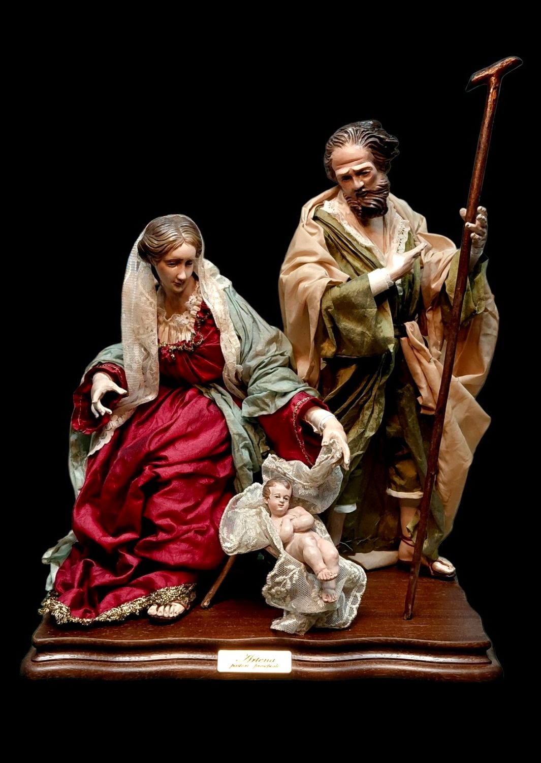 18th century Neapolitan style nativity scene, 35 cm, with wooden baby Jesus