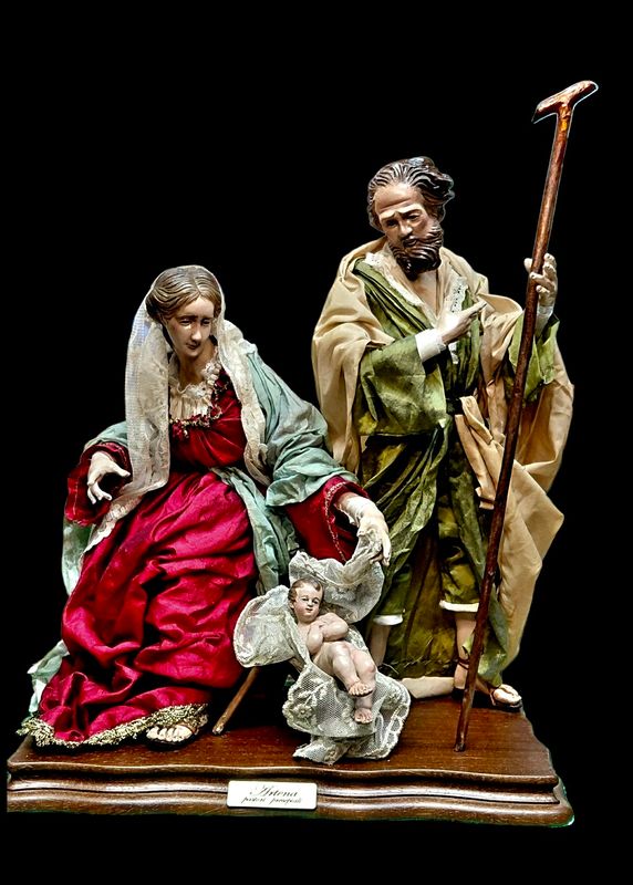 18th century Neapolitan style nativity scene, 35 cm, with wooden baby Jesus
