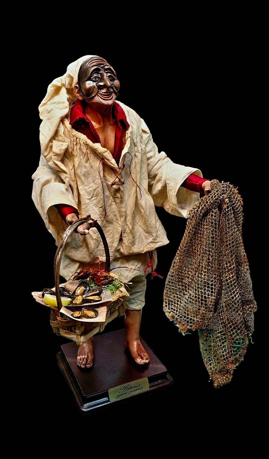 Pulcinella fisherman fish merchant size 35 cm