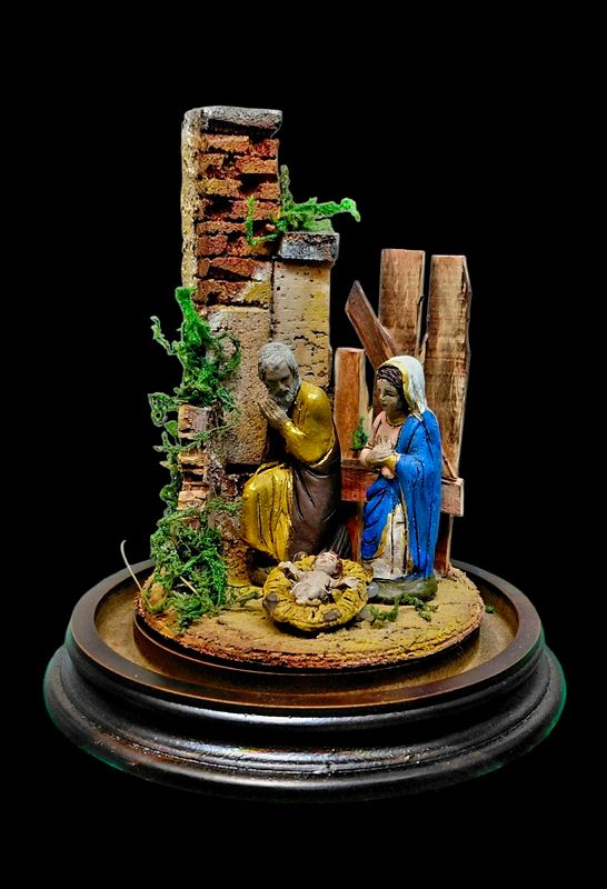 Nativity scene in bell 9 x 14