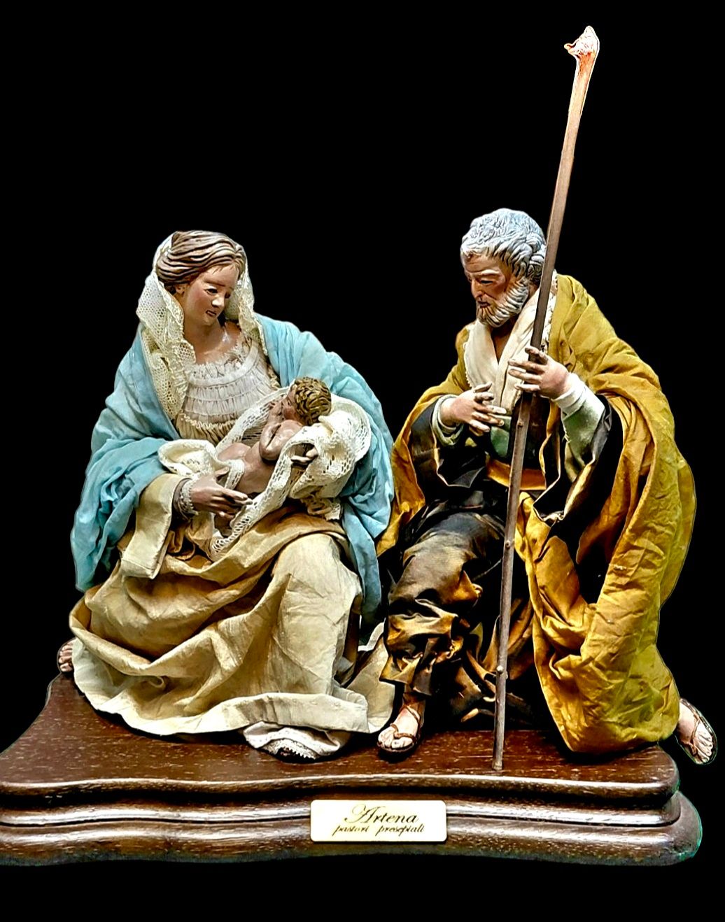 18th century Neapolitan style nativity scene, 25 cm, glass eyes