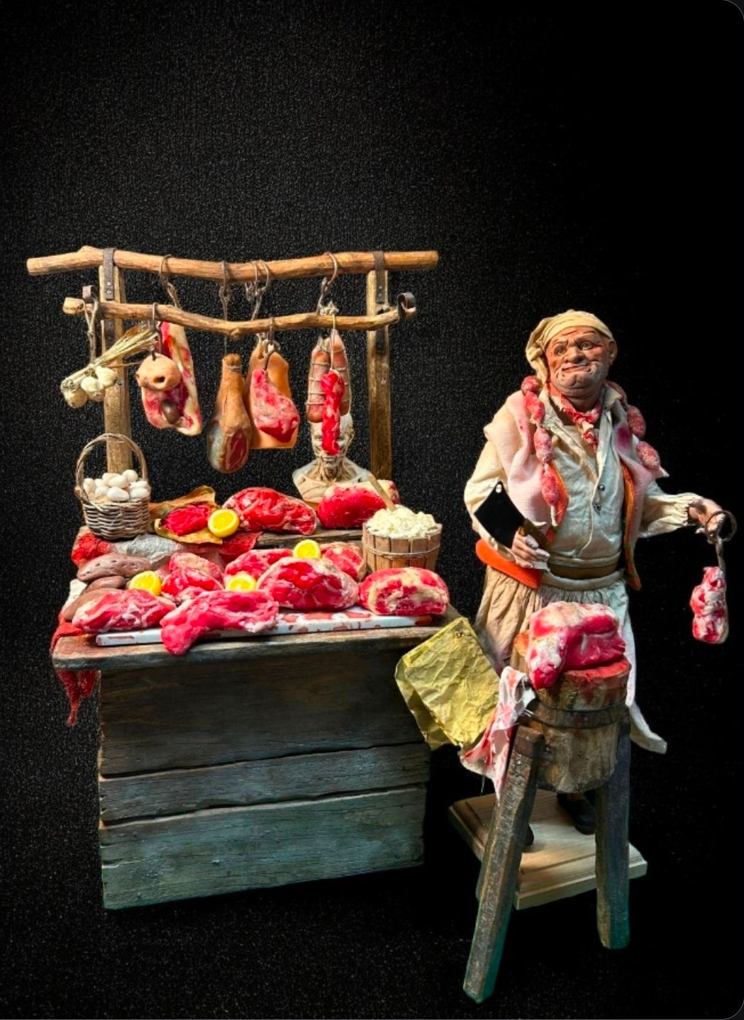 Butcher's Shop Scene - Artisanal Neapolitan Nativity Scene Scene