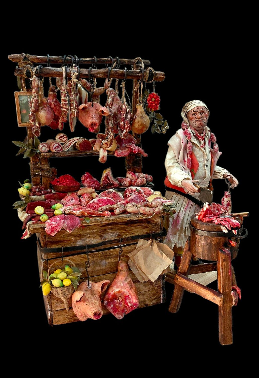 Butcher's Shop Scene - Artisanal Neapolitan Nativity Scene Scene