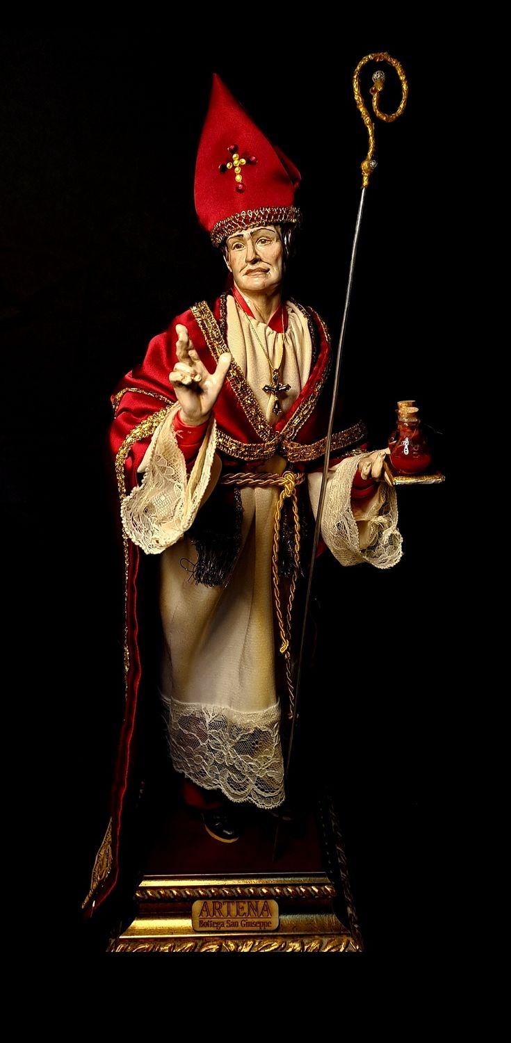 San Gennaro, tamaño 35 cm, con ojos de cristal