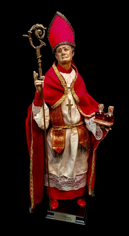 San Gennaro, size 35 cm, with glass eyes
