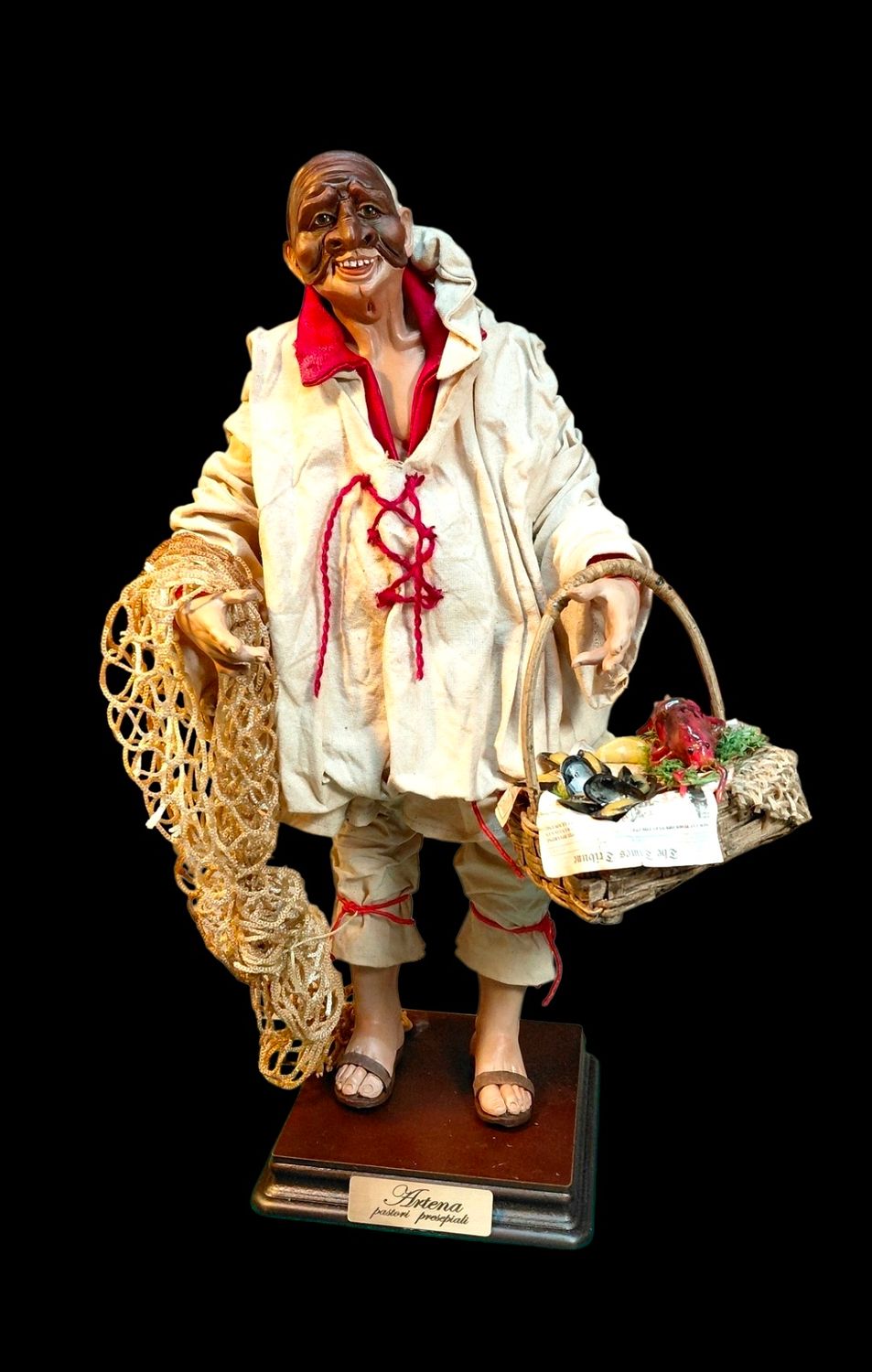 Pulcinella Fisherman statuette 35 cm