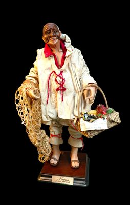 Pulcinella Fisherman statuette 35 cm