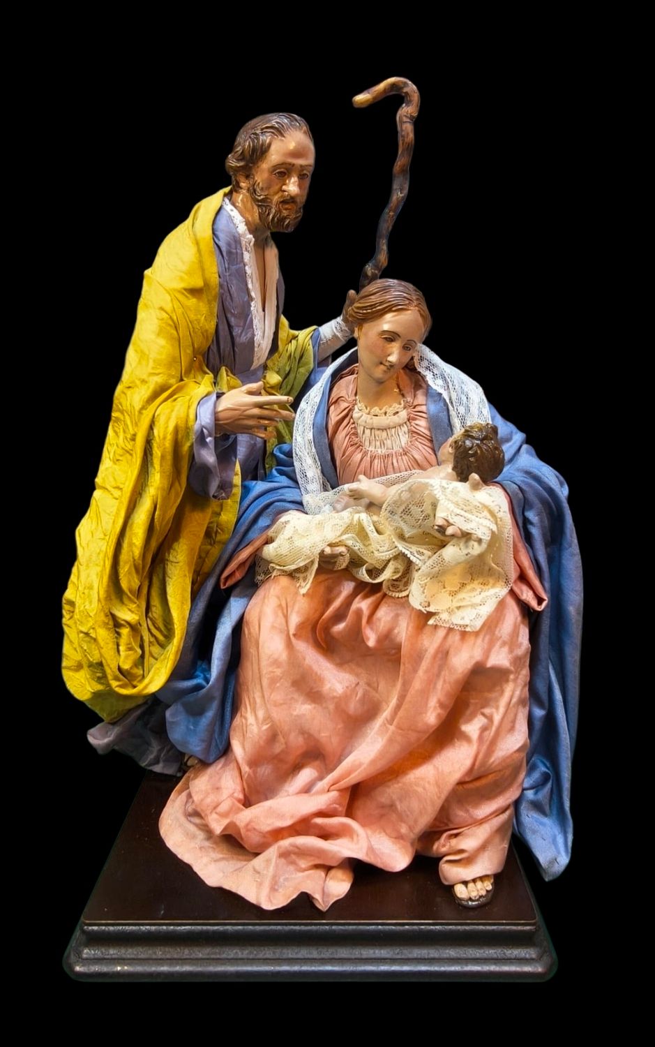18th century Neapolitan style nativity scene, 30 cm, with back-painted glass eyes.
