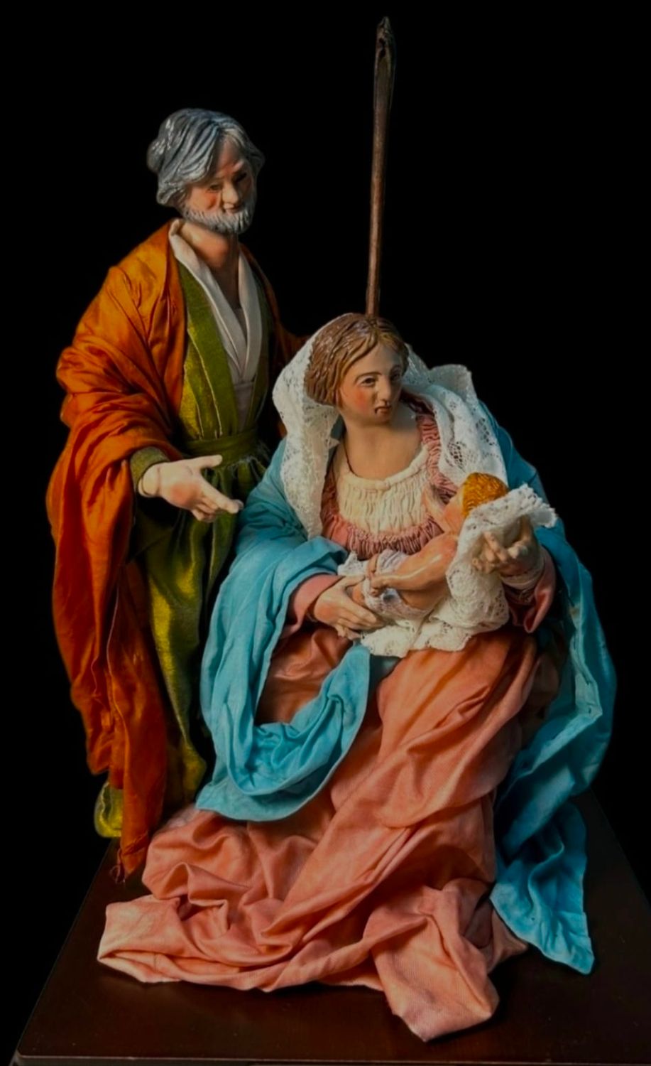 18th century Neapolitan style nativity scene, 20 cm, glass eyes