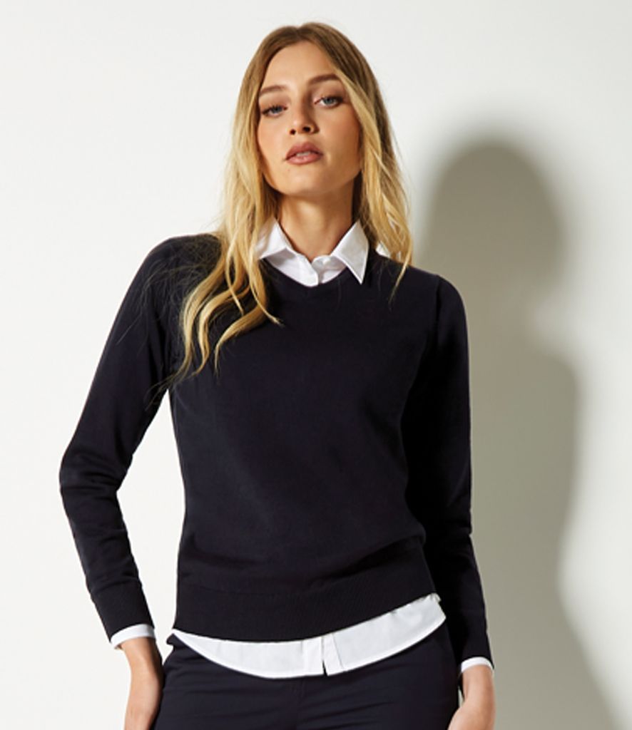 Ladies Kustom Kit Arundel Cotton Acrylic V Neck Sweater