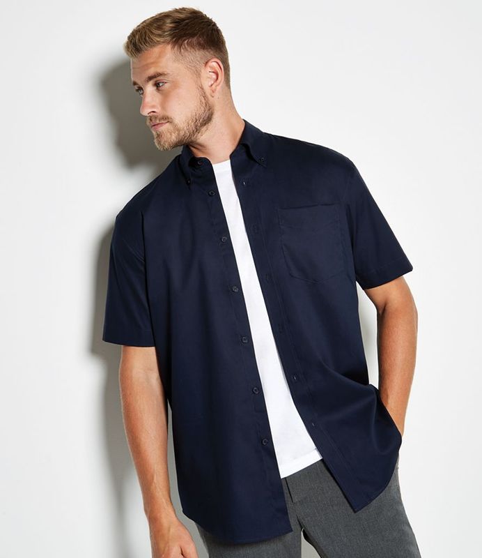 Mens Premium Short Sleeve Classic Fit Oxford Shirt