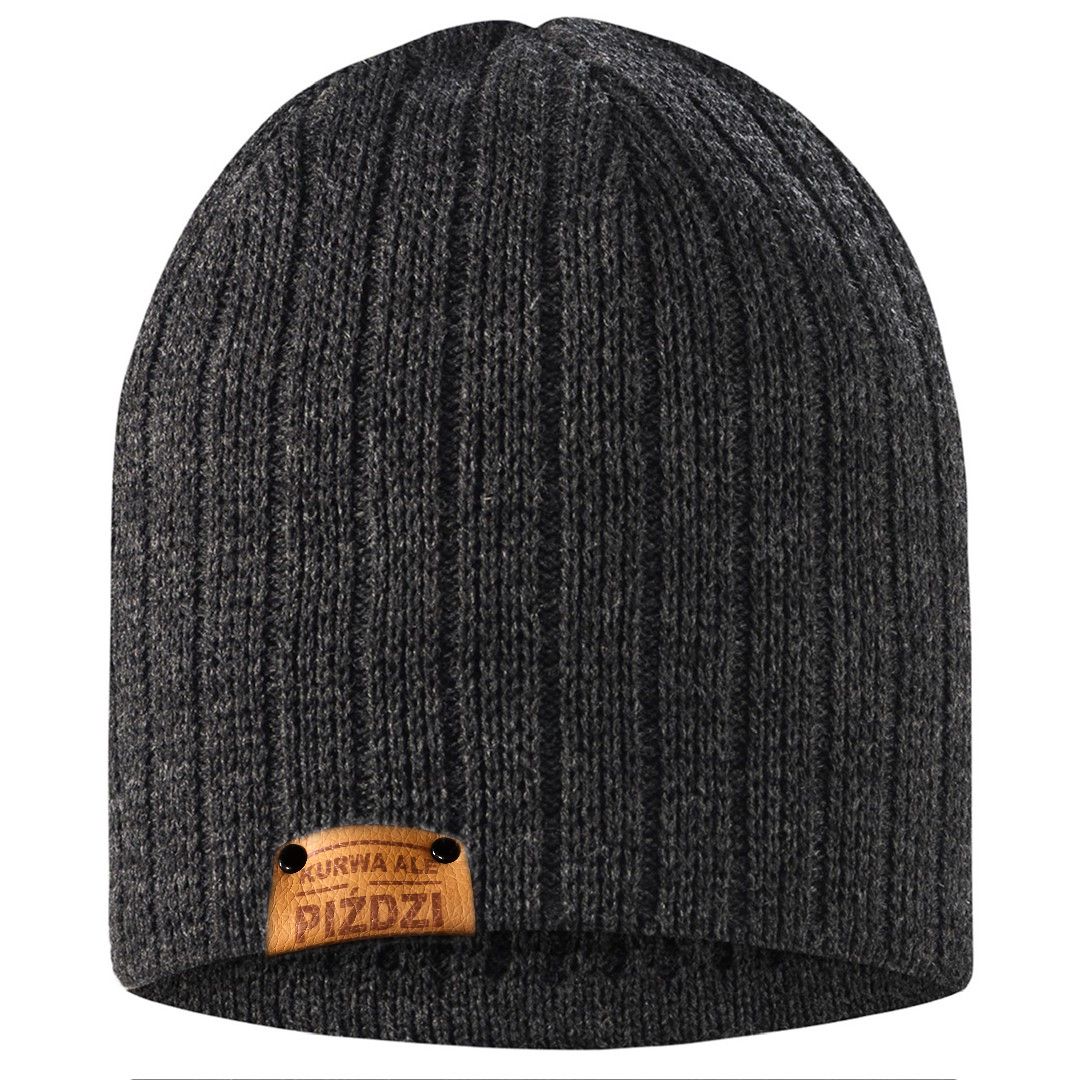 Czapka Kurwa ale piździ / CIEMNO SZARA