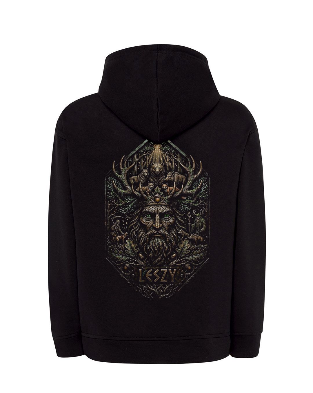 Bluza MĘSKA z kapturem LESZY / BEZ ZAMKA / CZARNA