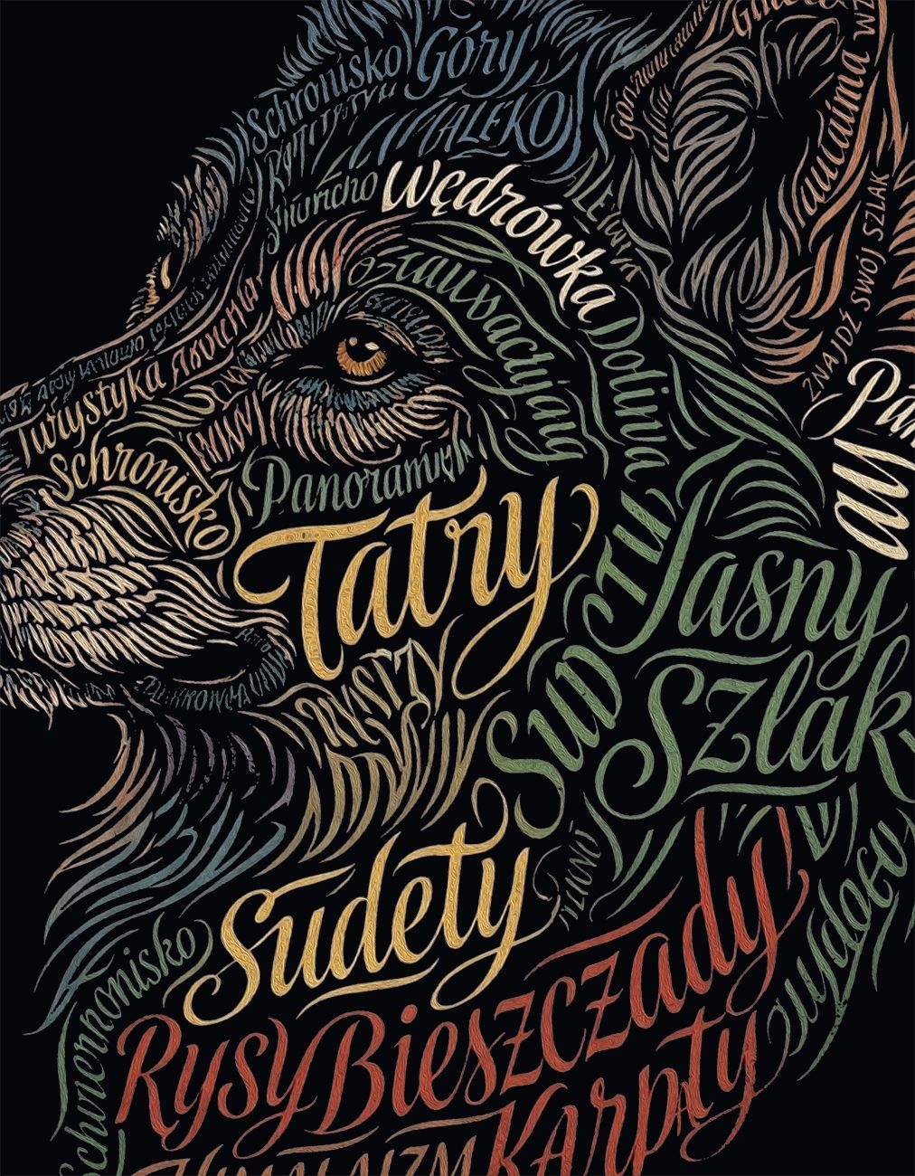 Koszulka WILK NAPISY / czekoladowa / JASNY SZLAK