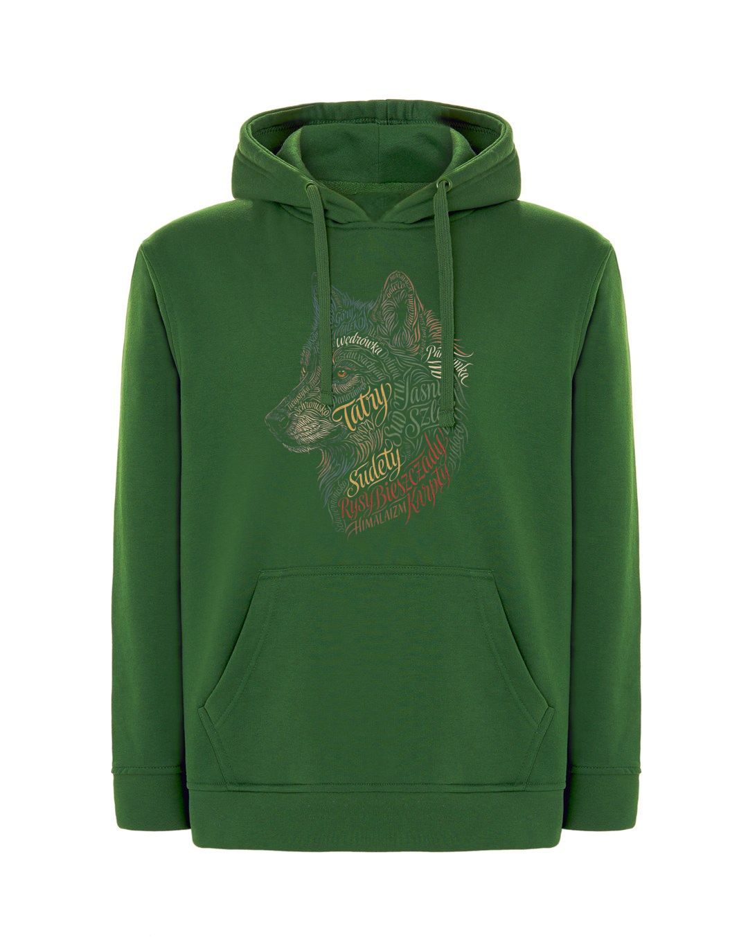 Bluza Wilk napisy / butelkowa zieleń